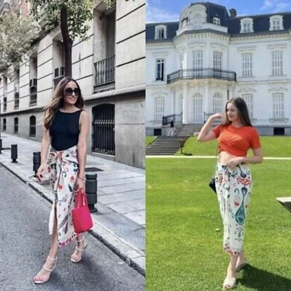 New Zara LINEN BLEND KNOTTED PARE SKIRT,Size XS,Color Ecru - Picture 2 of 12